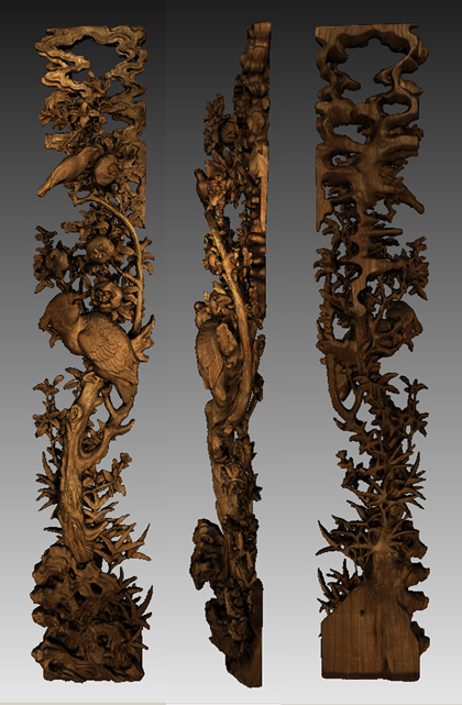 3Dでみる西町車山の木彫 花鳥2のキャプチャ